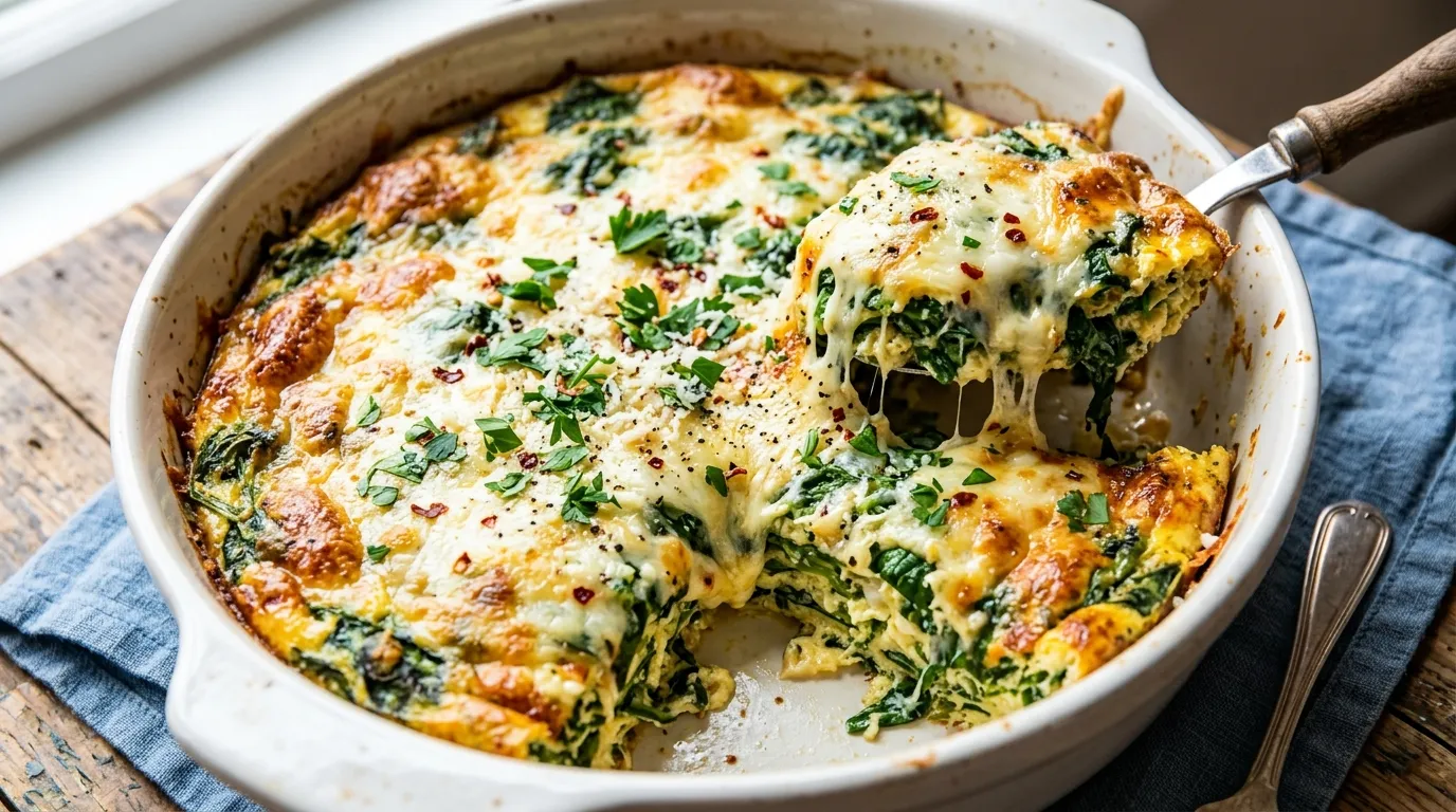 Spinach Mozzarella Egg Bake – Easy Breakfast Recipe