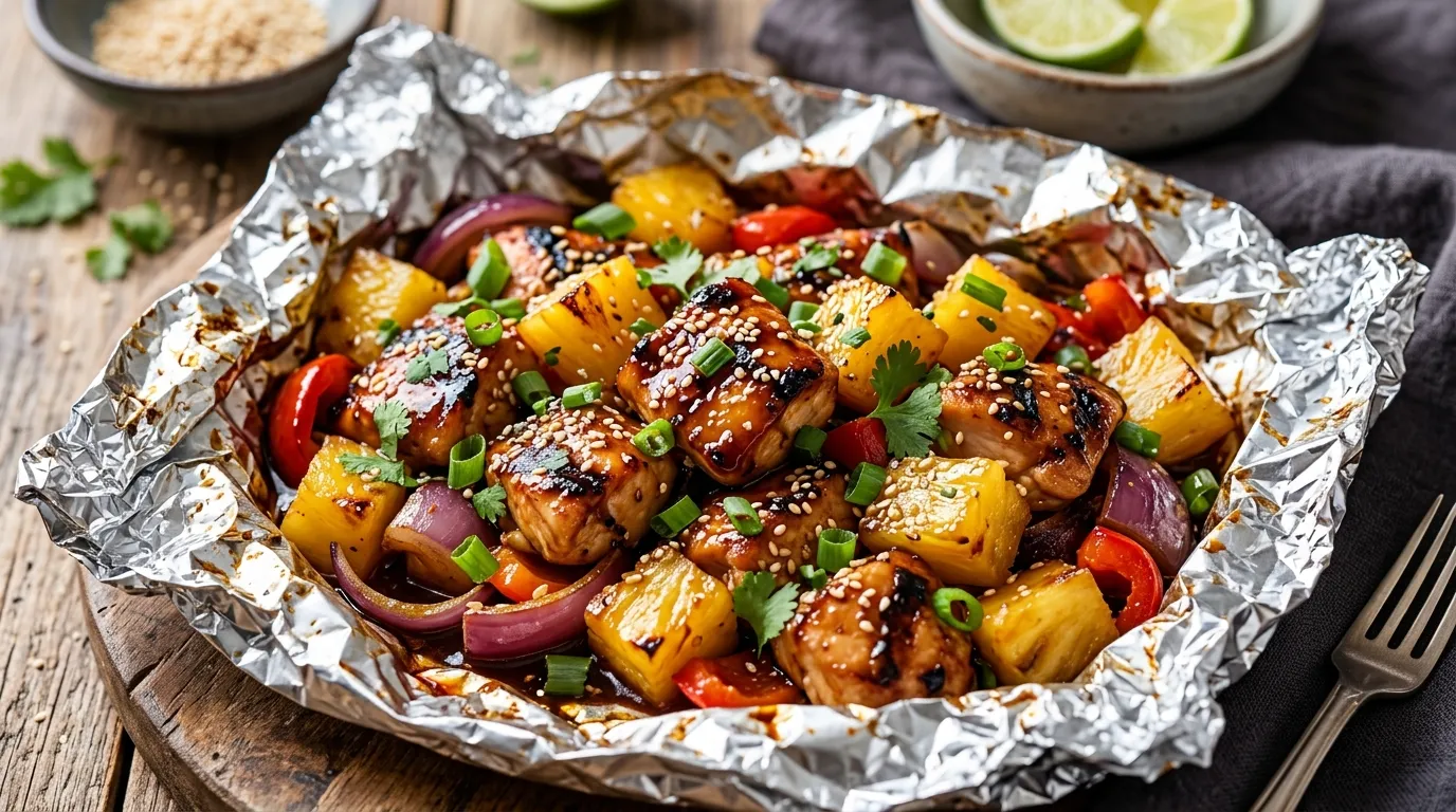 Teriyaki Chicken and Pineapple Foil Packet Recipe