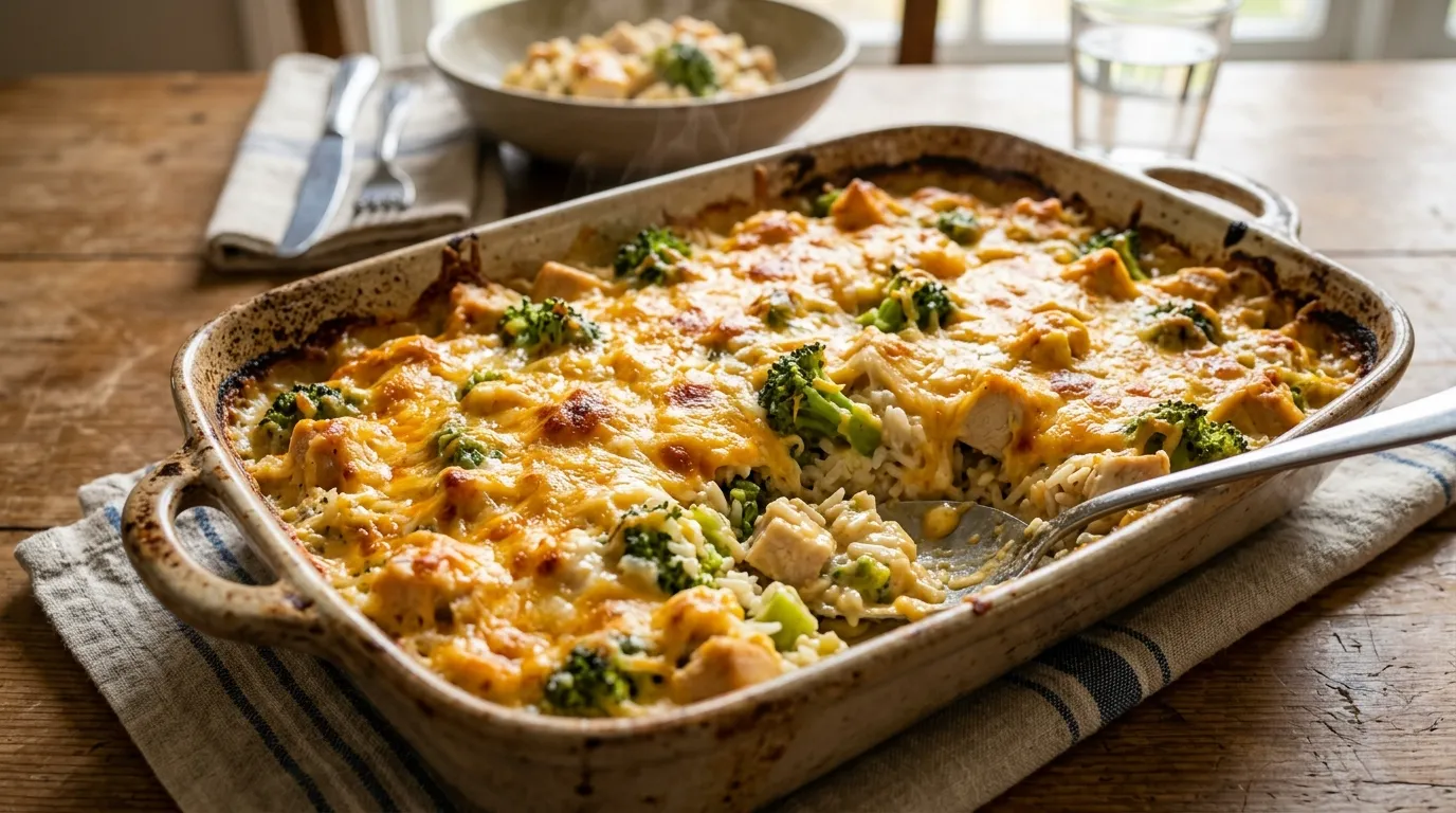 Cheesy Broccoli Chicken and Rice Casserole